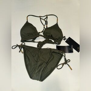 * NEW w/ tags VIX Paula Hermanny Army green bikini set sz Dcup top & M bottoms *